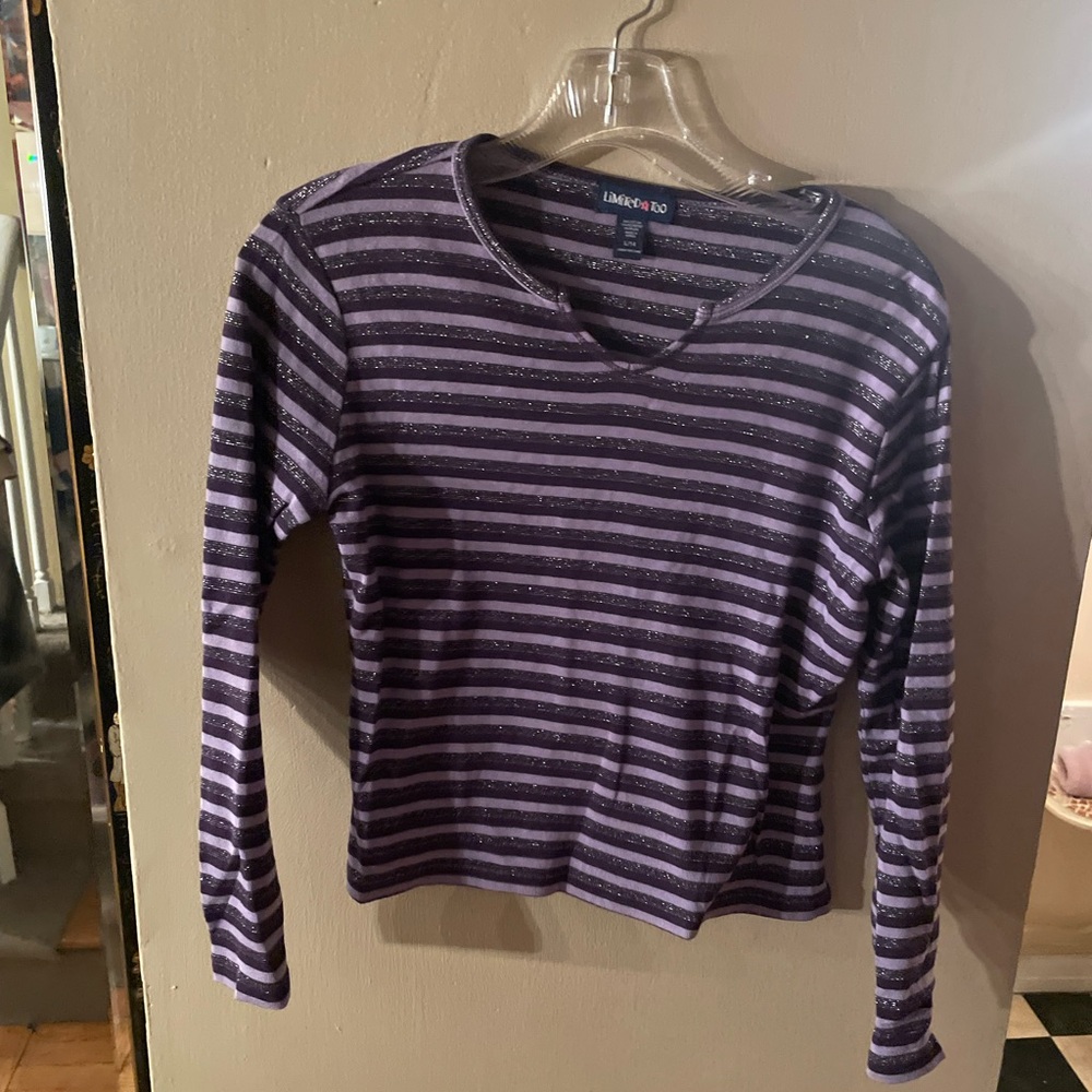 Vintage 90s girls Limited Too purple and silver Striped Long Sleeve Top